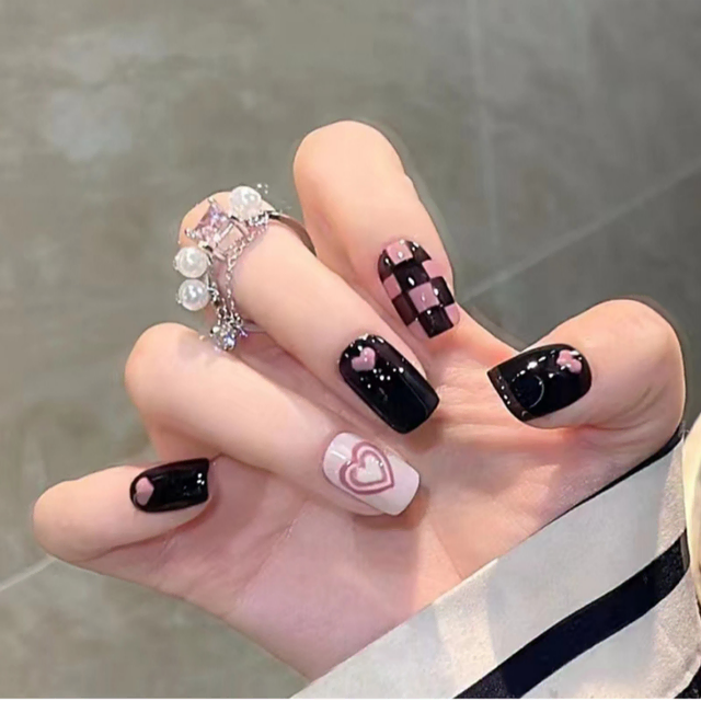 [nail]체크네일팁 하트 데일리팁 네일팁