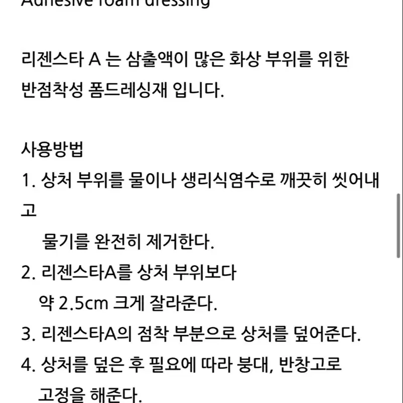 리젠스타A 화상 드레싱 폼