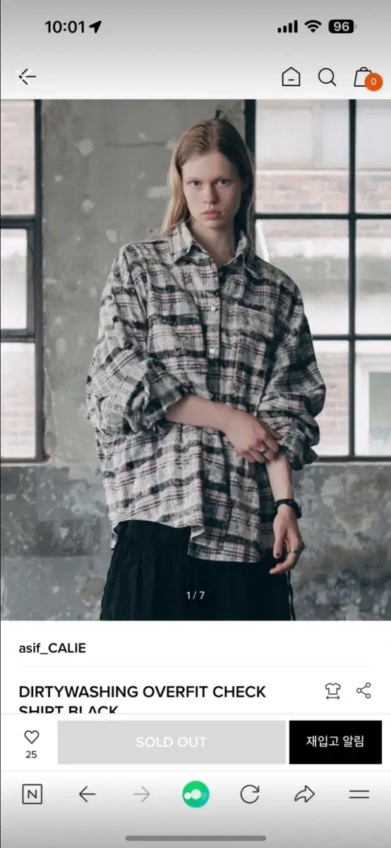 에즈이프캘리 dirtywashing overfit check shirt