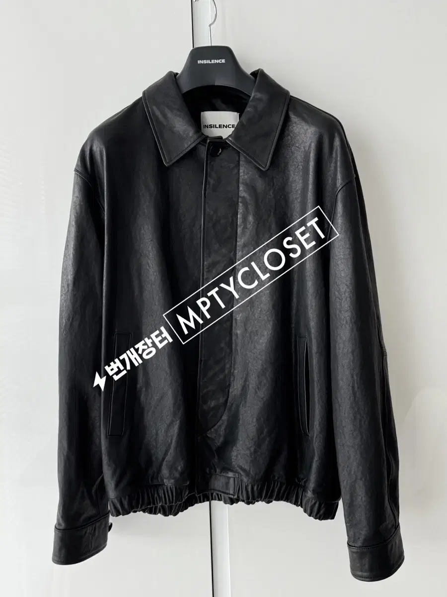 Insilence Washed Vegetable Leather Jacket BLACK