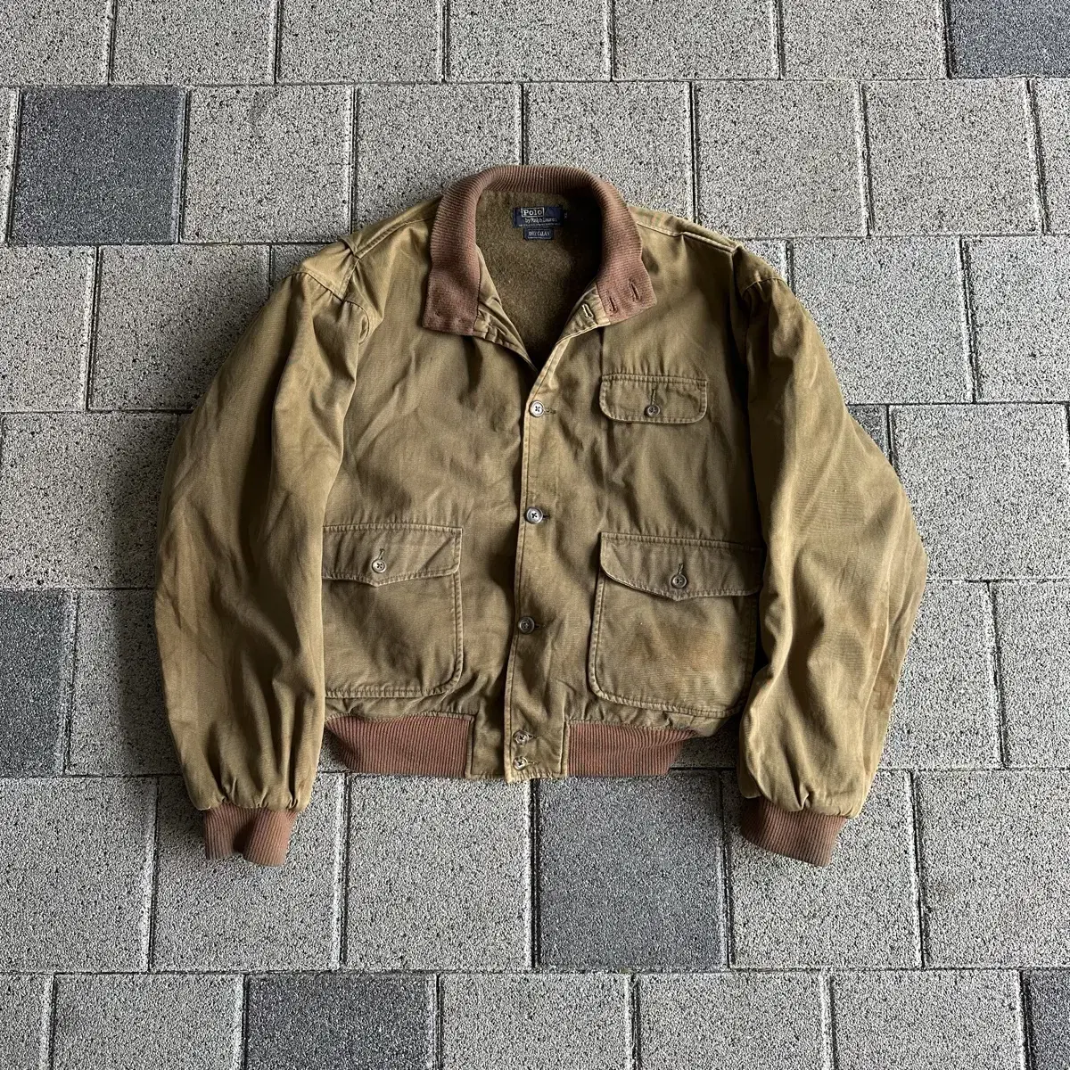 80s USA Vintage Polo Ralph Lauren Military Wool Pile Tanker Jacket Double l