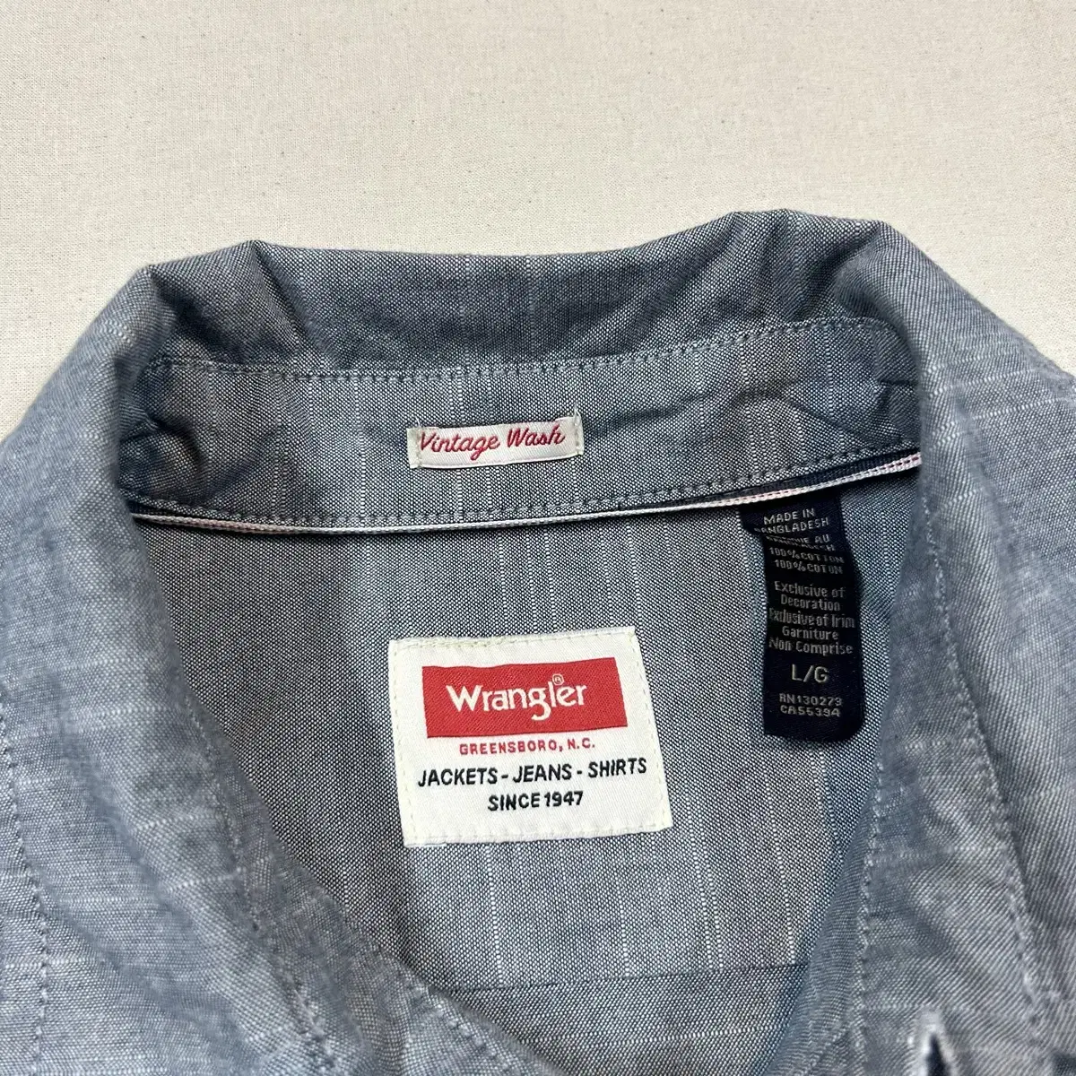 L) Wrangler 랭글러 투포켓 워크웨어 샴브레이 셔츠