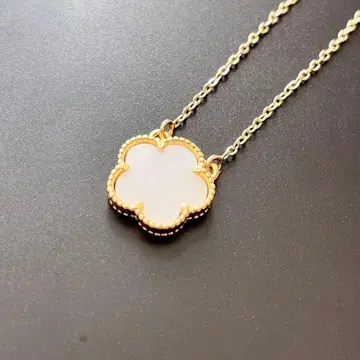 행복의 클로버 꽃 목걸이 금 18k 골드 화이트 골드 화이트 고급 꽃