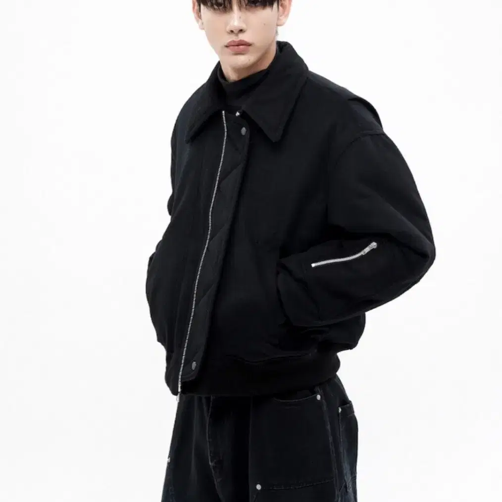 알렌느 3D PADDED WOOL BLOUSON BLACK