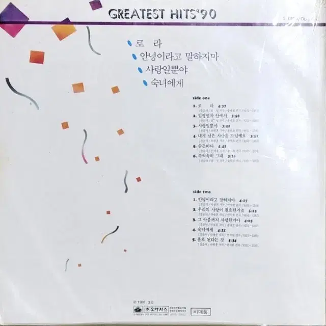 Greatest Hits Dream Melodies 미개봉 LP