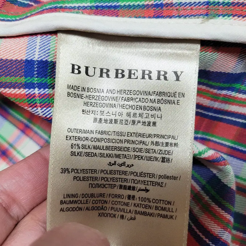 버버리(Burberry) 마이크로체크 실크 블렌드 카코트 55-66