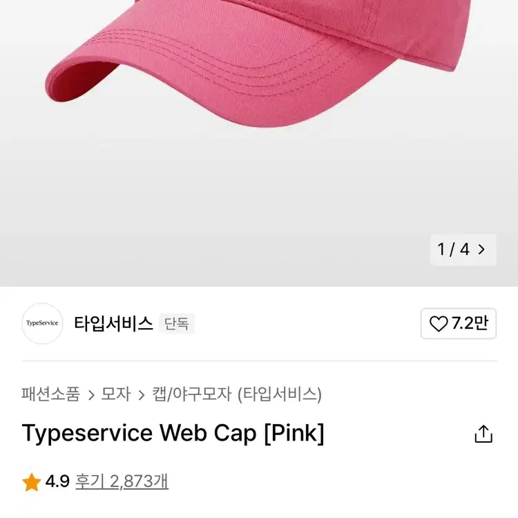 Typeservice Web Cap [Pink] 타입서비스 모자