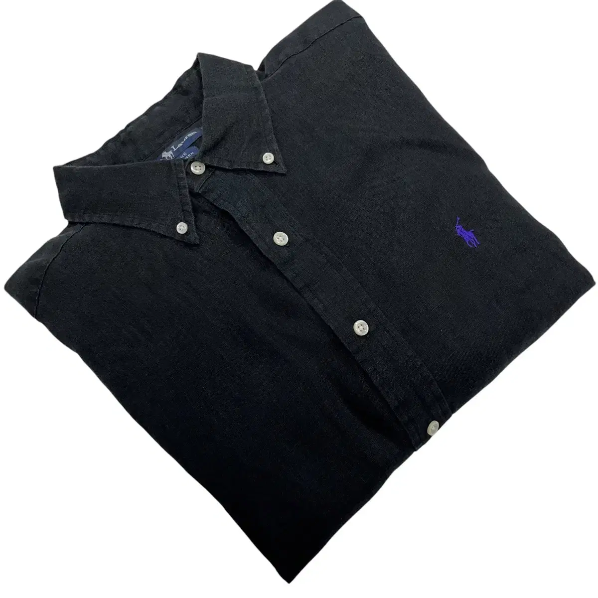 (ct272) L to XL Polo Linen Black Long Sleeve Shirt. Polo