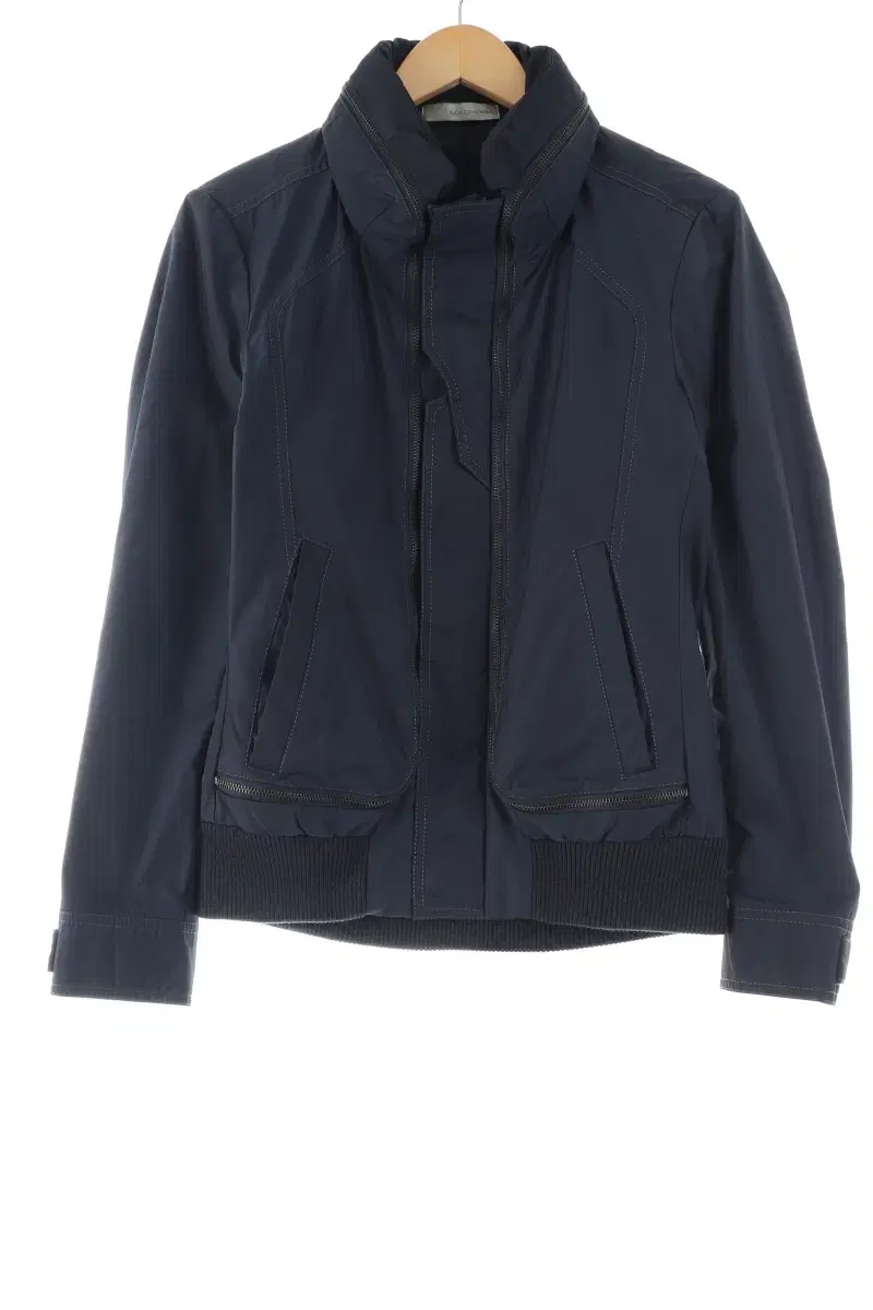 (M) Solid Homme Zip-up Windbreaker Jacket Navy Old School-F0B0