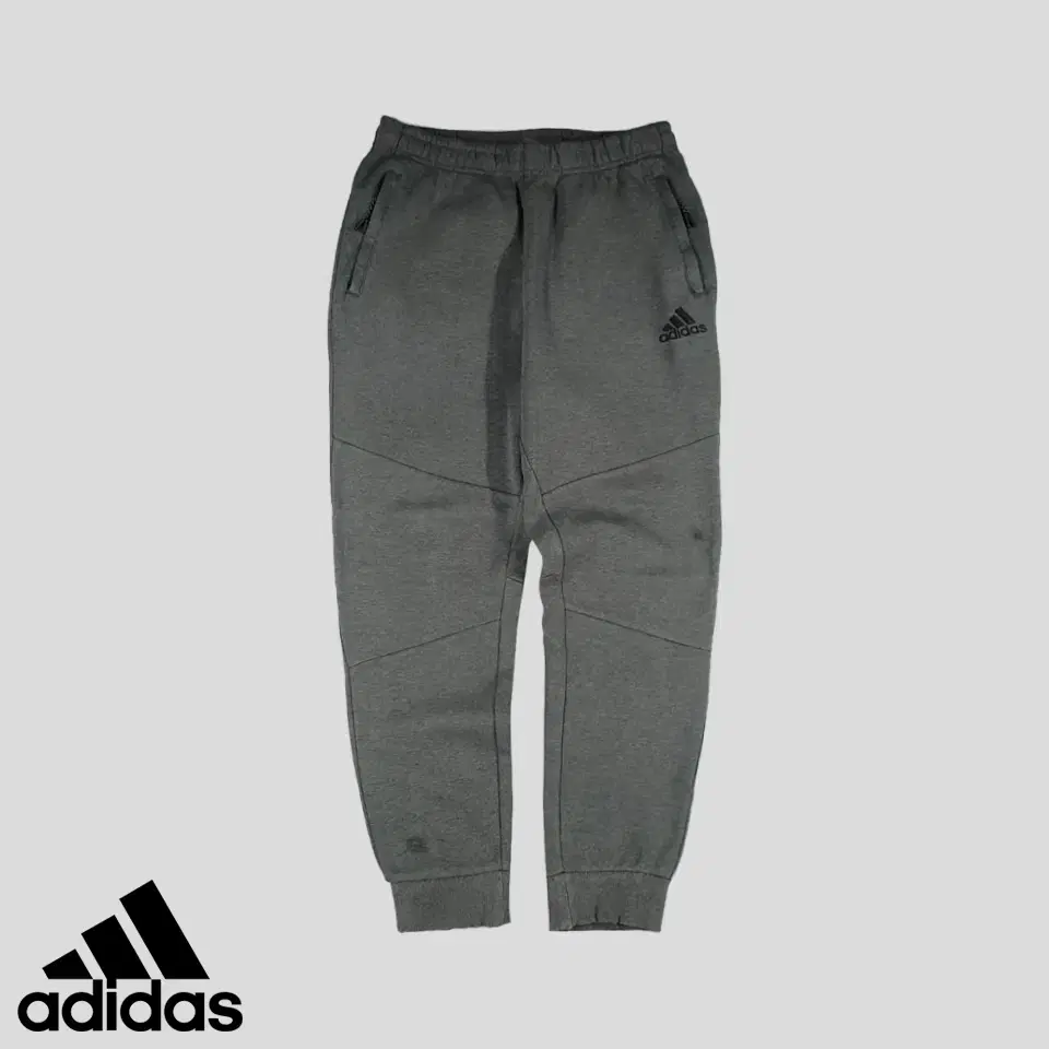 Adidas Grey Black LogoEmbroidered Incised Banded Cotton Blend Jogger Pants Sweatpants Tre