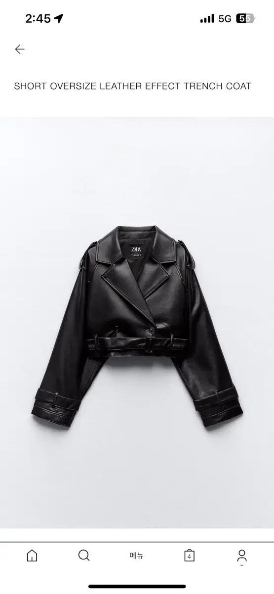 Crop Oversized Leather Jacket M (28)