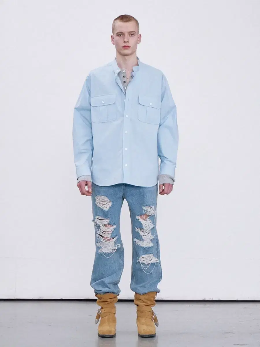 [UTC]Recto 24S/S China Kara Shirt Sky Blue