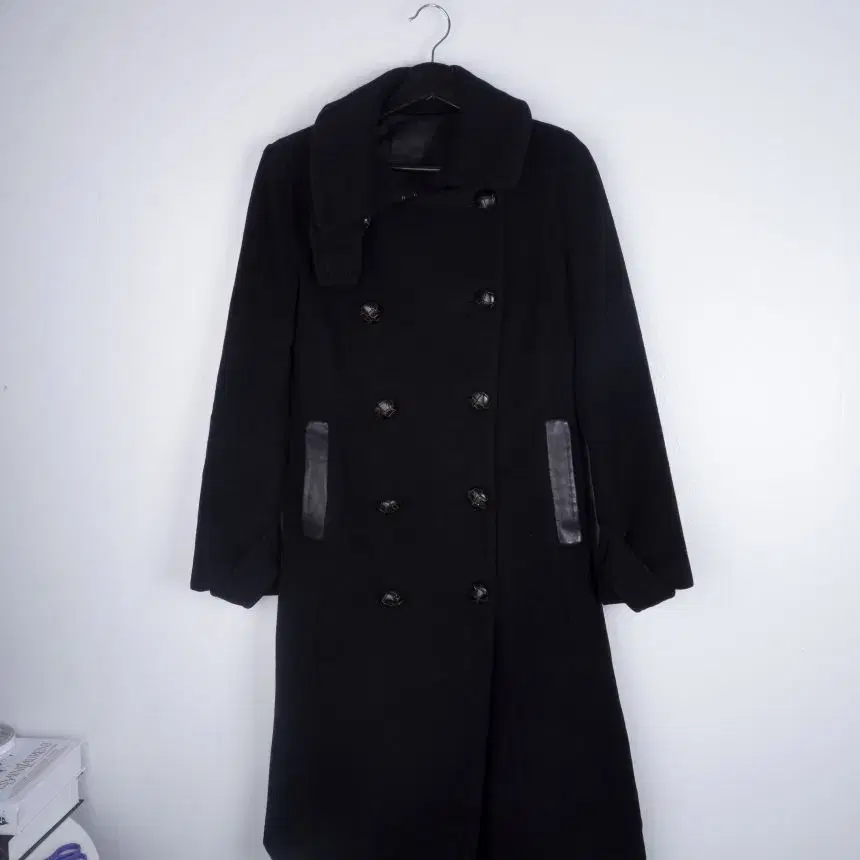 MCM Leather Colorblocked Button Double Long Coat via1896