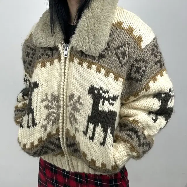 (무료배송) 1990s Chic YKK wool 코위찬 스웨터 자켓