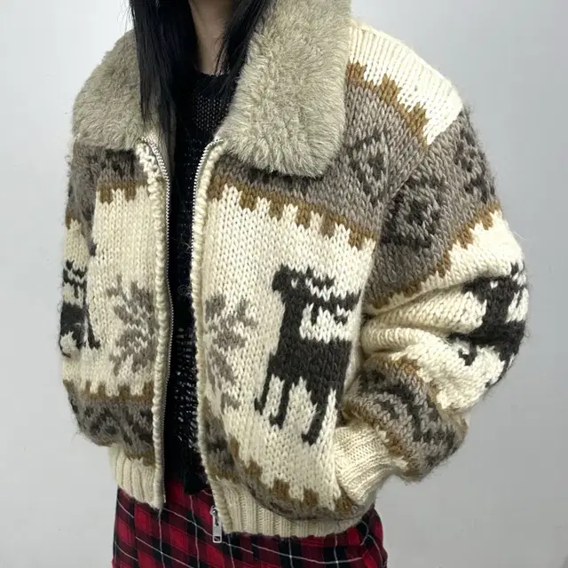 (무료배송) 1990s Chic YKK wool 코위찬 스웨터 자켓