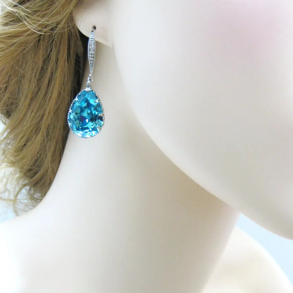 스와로브스키 틸블루 크리스탈 귀걸이 Swarovski Teal Blue