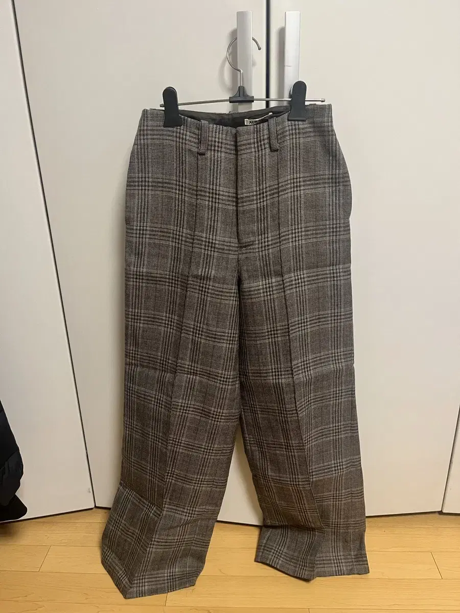 오라리 double face check wide pants 1