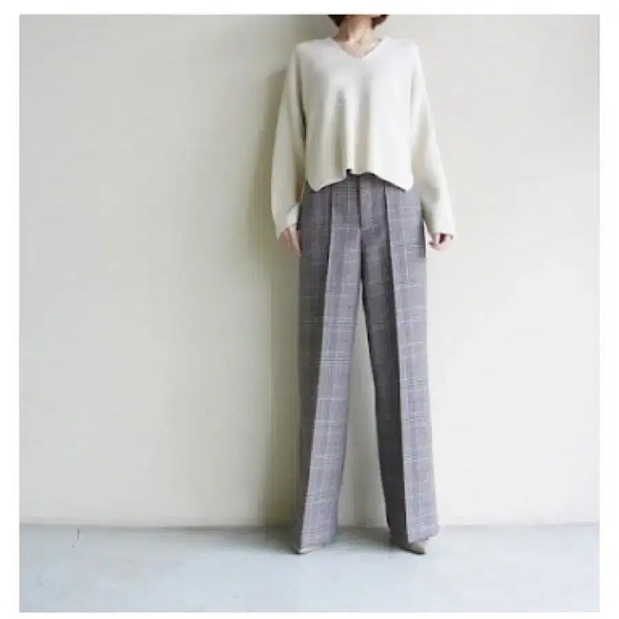 오라리 double face check wide pants 1