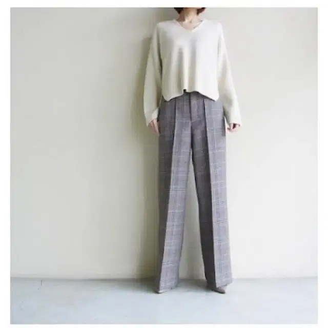 오라리 double face check wide pants 1