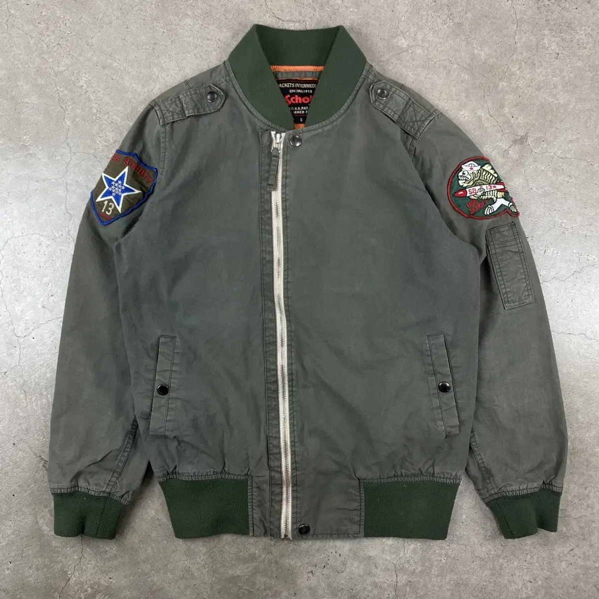 Short Logo Khaki Aviation Bomber Jacket