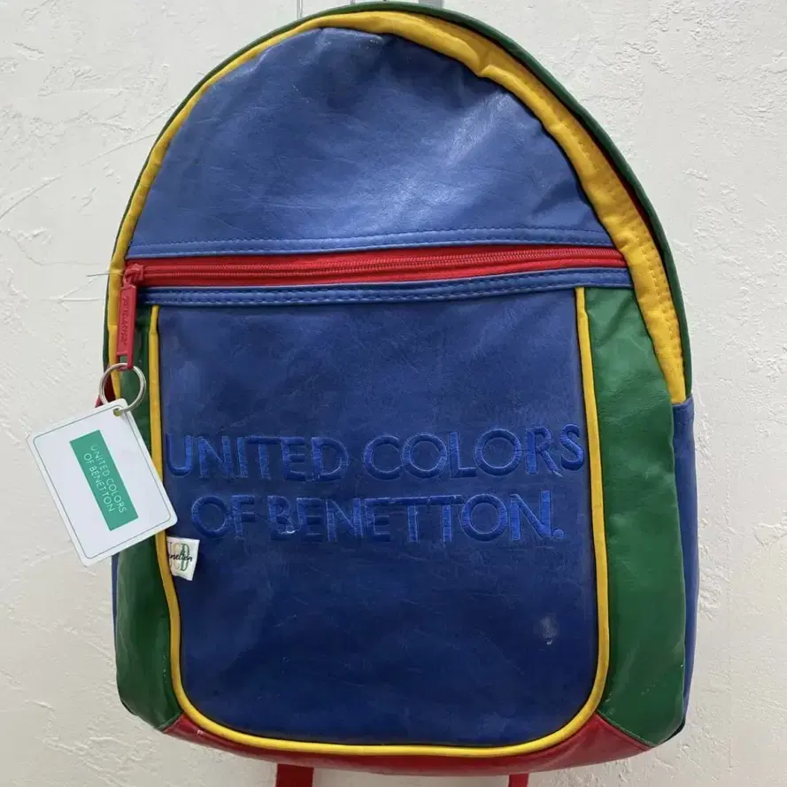 Benetton 90's 고전 빈티지 베네통 올드스쿨 올 레더 백팩