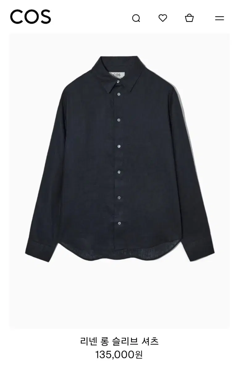 COS Linen Long Sleeve Shirt Navy