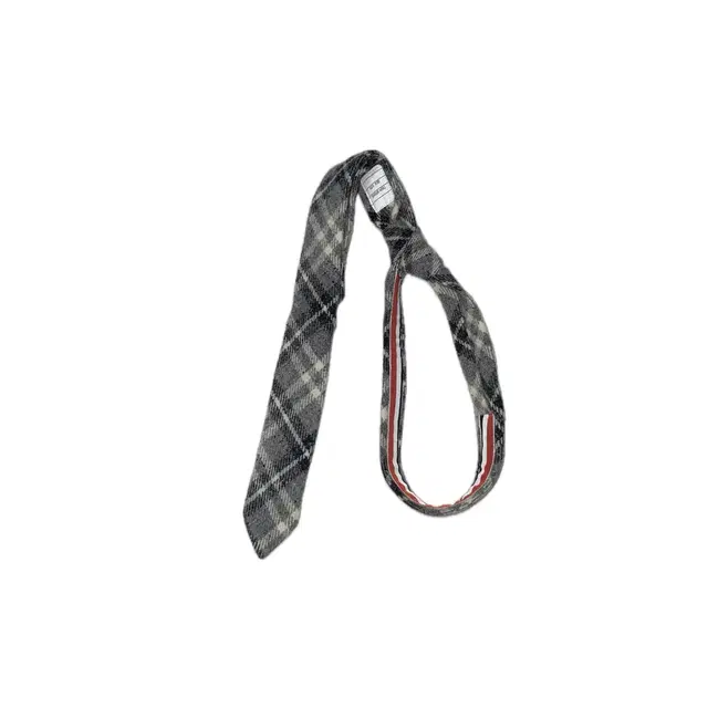 Thom Browne tartan check grey wool tie