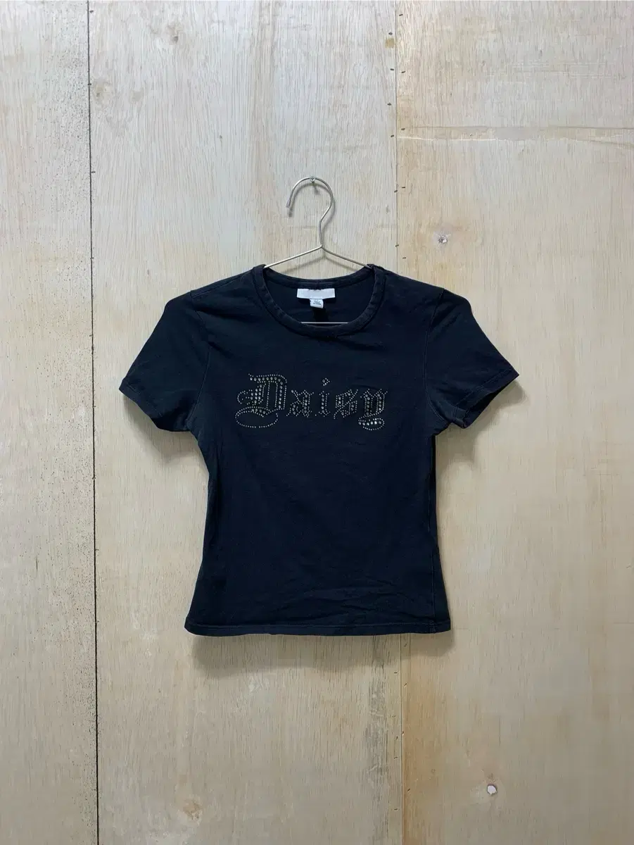 Complimentary gift Washed)) Directly imported vintage short-sleeved crop T-shirt, black