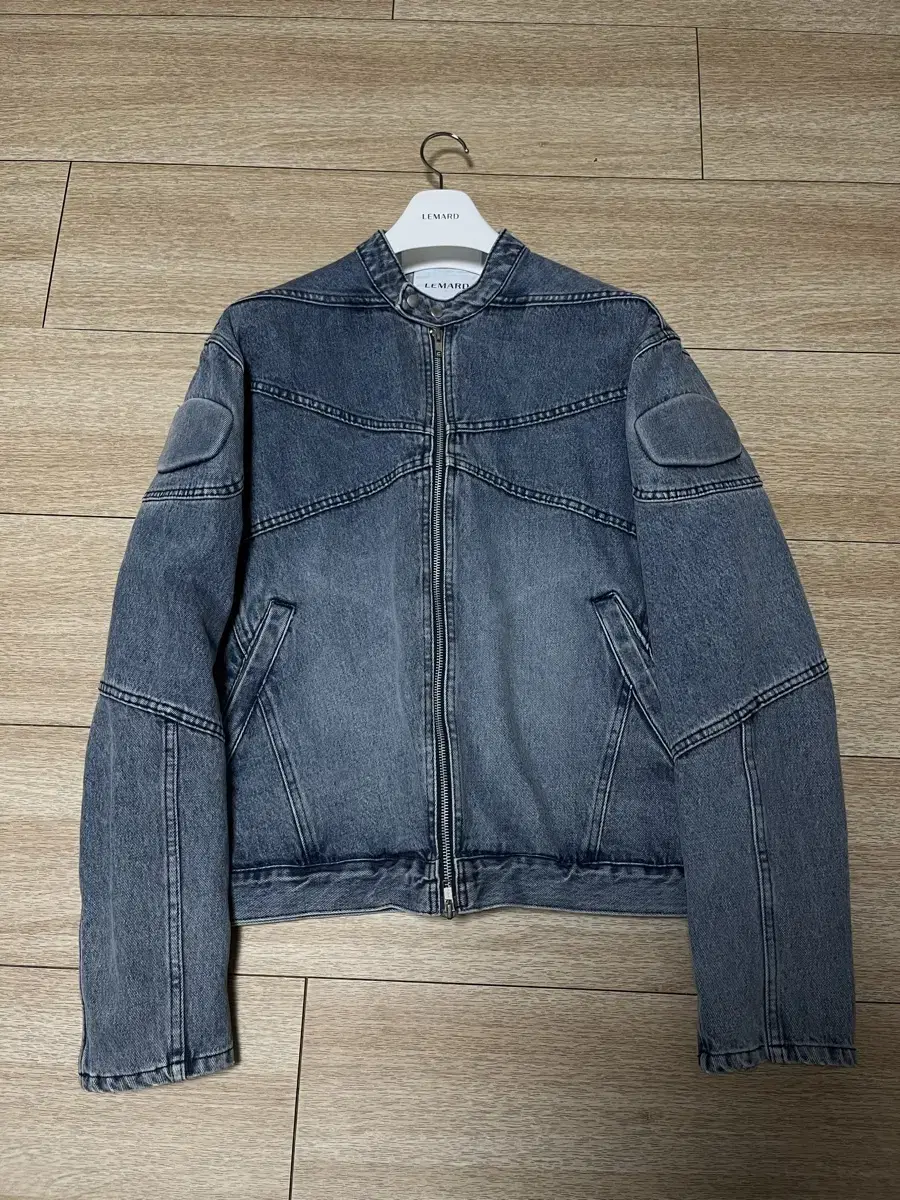 2size) Remade Embossed Rider Denim Jacket - Washed Indigo