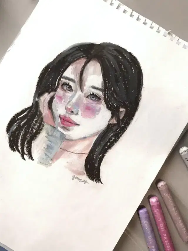 오일파스텔화(1명) 그림 커미션