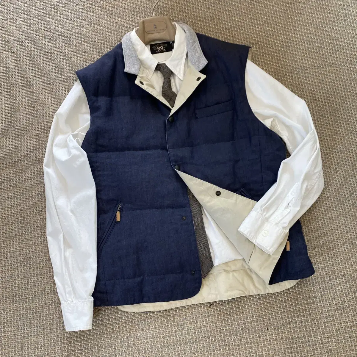 Brunello Cucinelli 쿠치넬리 최고급 린넨 구스 다운 베스트