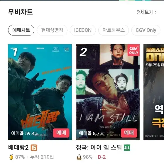 cgv 메가박스 예매해드려요 매점 콤보팝니다