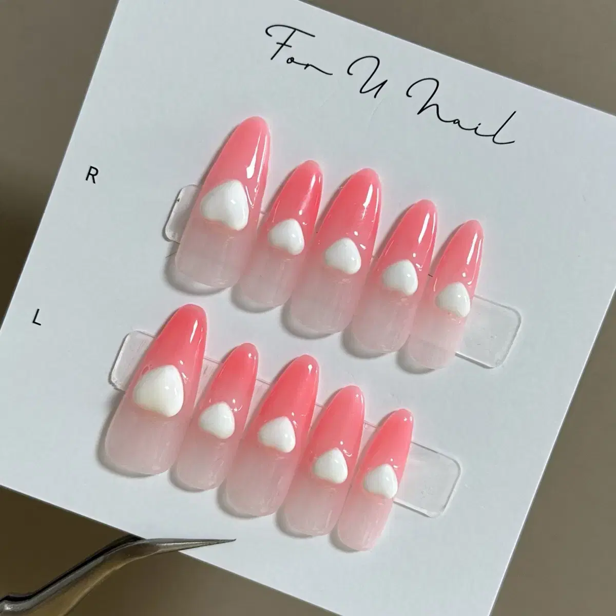 Handmade Nail Tips) Sweet Melted Pink Cloud Nail Tips