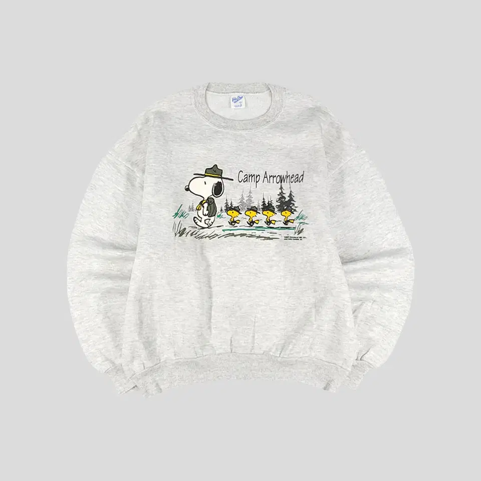 VELVA SHEEN Velva Sheen Grey Peanuts Snoopy Camping Printed Cotton Blend