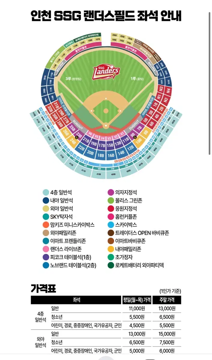 기아(kia) vs ssg 오늘 경기 3루 4층 일반 단석