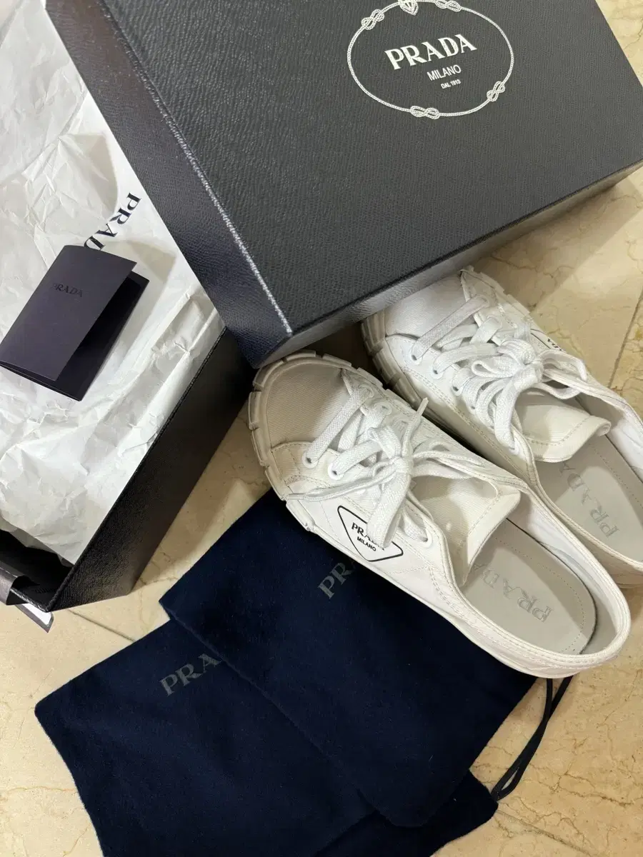 Prada Nylon Gabardine Sneakers in White