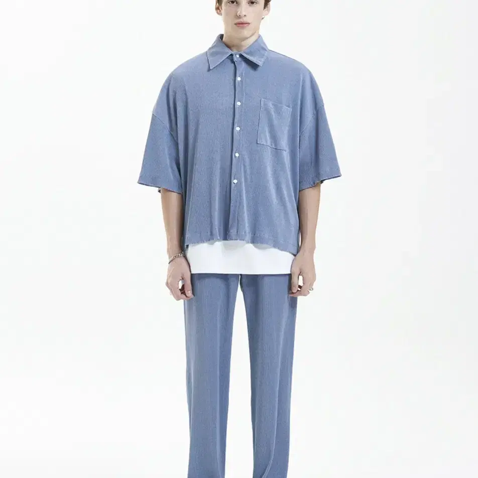 라멀마메종 PLEATS WIDE PANTS BLUE