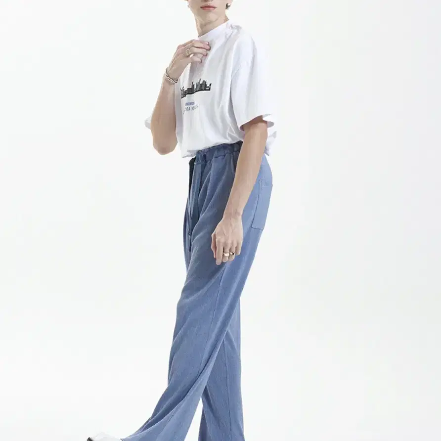 라멀마메종 PLEATS WIDE PANTS BLUE