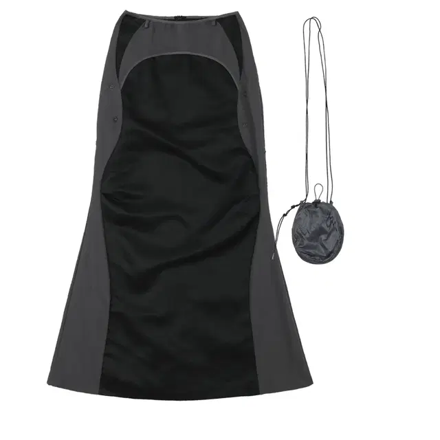 OJOS) Pocket Bag Long Skirt / Black / 2