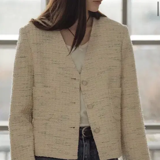 틸아이다이 트위드자켓 Collarless magical tweed jac