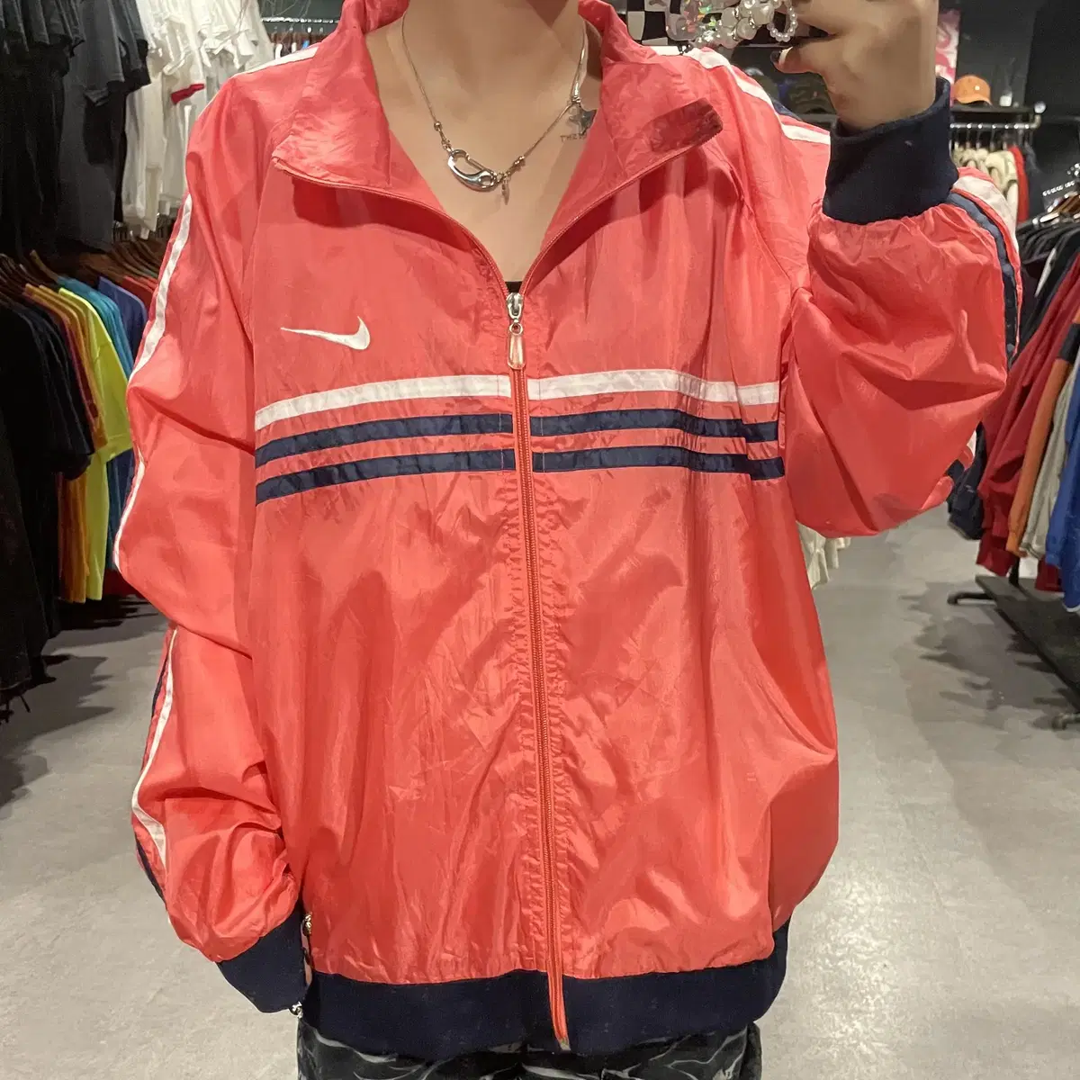 (753) NIKE Nike Swoosh Color Blocked Windbreaker Jacket