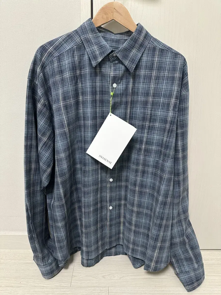 (NEW) INSENS IW-046 Linen bloo Check Shirt