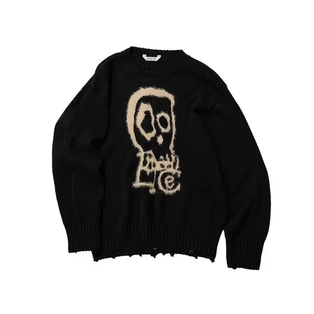 [L] ETCE SKULL COTTON KNIT BLACK