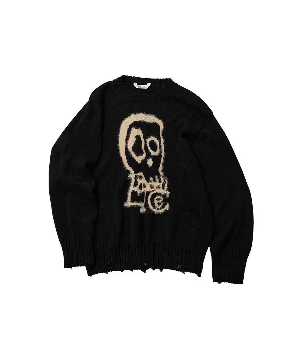 [L] ETCE SKULL COTTON KNIT BLACK