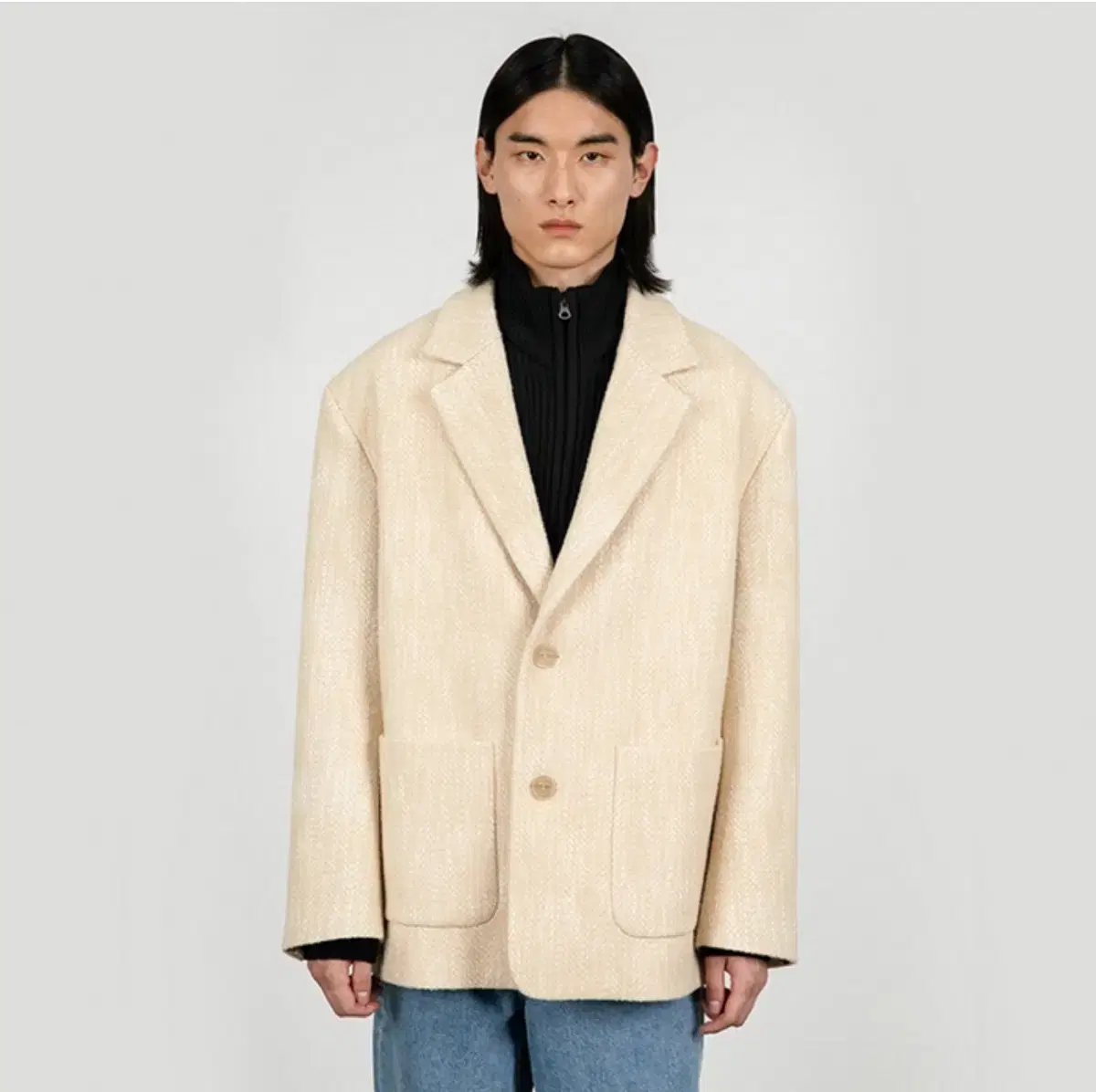 Oversized wool jacket in beige for Men