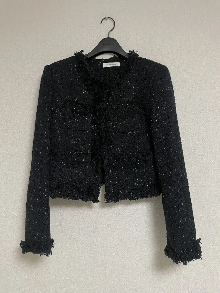 Black cropped tweed jacket