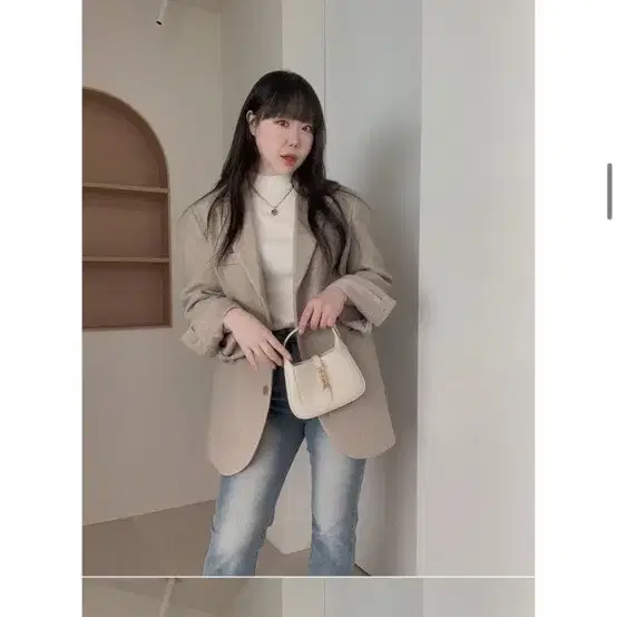 하비언니 도톰 루즈핏 데일리 모직 울자켓jk 오트밀 color