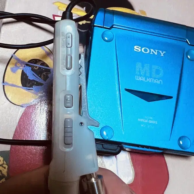 소니 sony md minidisc mz-e33 블루 색상 리모컨세트