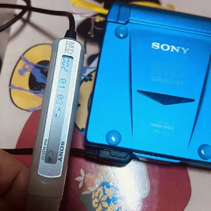 소니 sony md minidisc mz-e33 블루 색상 리모컨세트