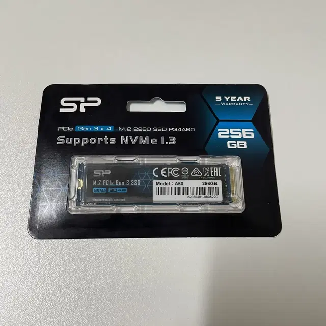 실리콘파워 SSD 256GB NVMe M.2 2280 P34 A60